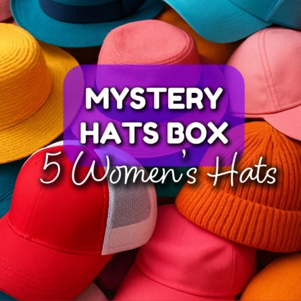 Hats Mystery Box, 5 pieces random women’s hats and trucker caps, EUC